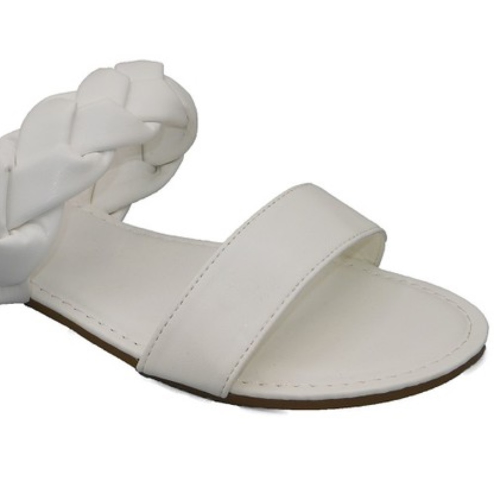 Braided Slide Sandal - White